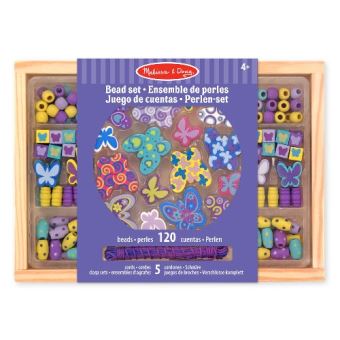 Kit créatif Melissa & Doug Ensemble de perles en bois Amis papillon