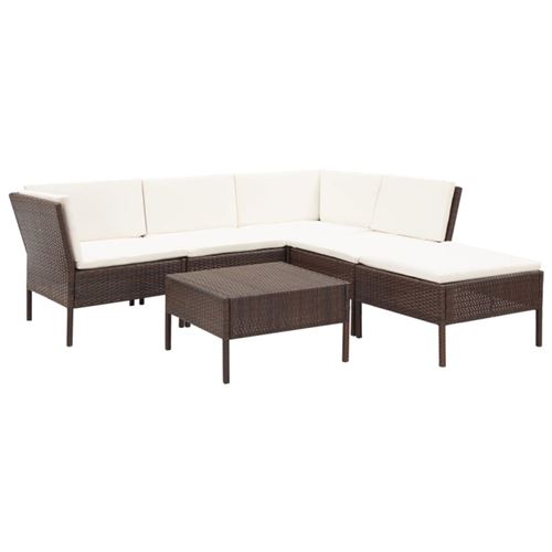 Vidaxl Blanc Salon De Jardin Modulable Polyethylene Beige 6 Pieces 69 X 57 X 67 6 Personnes