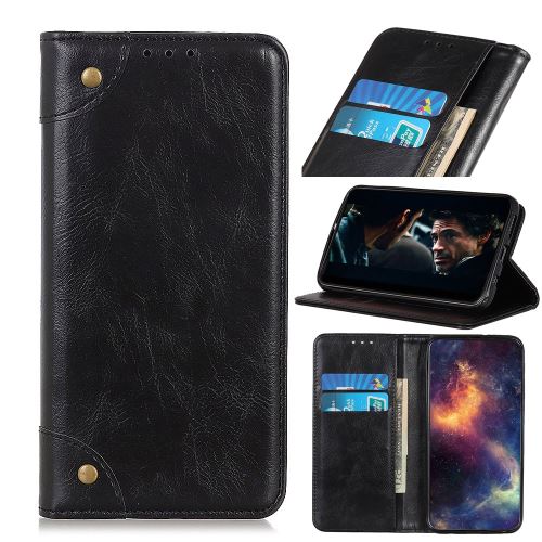 Etui en PU crazy horse split auto-absorbé noir pour votre Motorola P40 Power