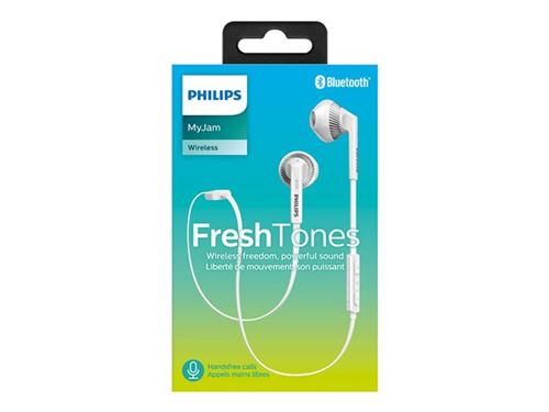 Philips MyJam Fresh Tones SHB5250WT - In-ear hoofdtelefoons met micro - inwendig - Bluetooth - draadloos - wit