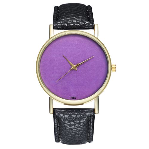 Montre à bracelet en cuir de style classique simple pour hommes, à la mode, à quartz T255-Anoir