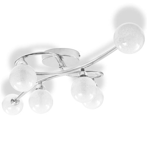 vidaXL Plafondlamp met 6 lampenkappen rond G9 chroom