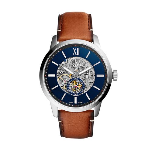 Fossil Montre Townsman Automatique En Cuir Brun Clair 48 Mm