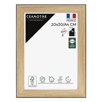 Cadre photo Newton bois noir 20x30 cm, en résine recyclée, verre acrylique incassable recyclé - Fabriqué en France