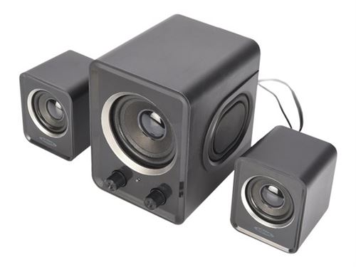 ednet 2.1 Mini Subwoofer Sound System - Système de haut-parleur - pour PC - Canal 2.1 - 11 Watt (Totale) - noir, anthracite