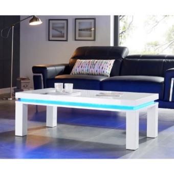Table Basse Flash Table Basse Avec Led Bleu 120x60 Cm Laque