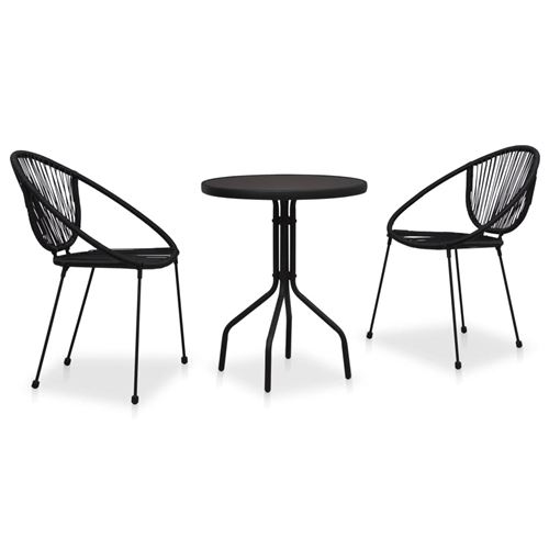 bistro 3 pcs Rotin PVC Noir alsa