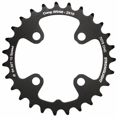 Plateau vtt 4bra double 26dts d.64 2x10 interieur stronglight 10v. sram xo+shimano non filete - epaisseur 3.5mm Noir