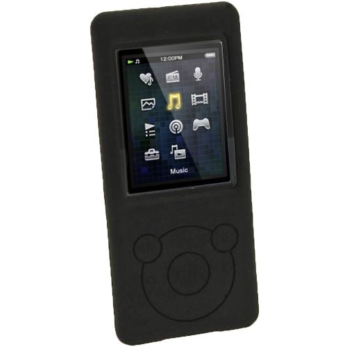 igadgitz Noir /Étui Housse Silicone pour Sony Walkman NWZ-E473 NWZ-E474 NWZ-E574 NWZ-E575 E-Series Video Lecteur MP3 4//8//16GB Protecteur d/écran NWZ-E474B, NWZ-E574B, NWZ-E575B, NWZ-E473K
