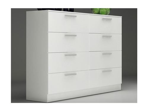 Commode MATHIAS - 8 tiroirs - blanc