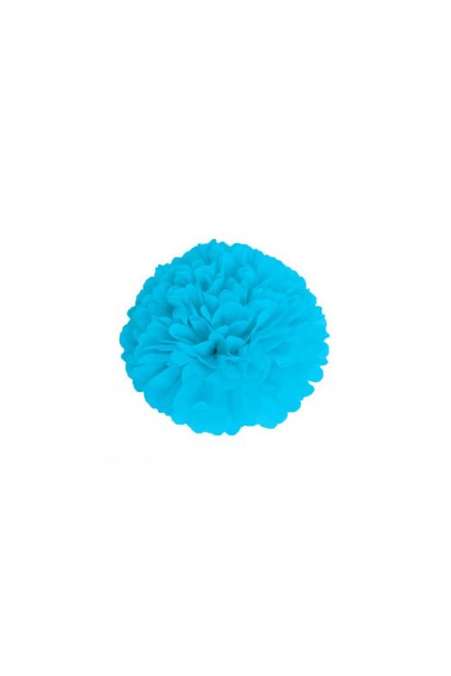 Pompom Satin Bleu Glacier 15cm - Bleu glacier - 15 cm de diamètre