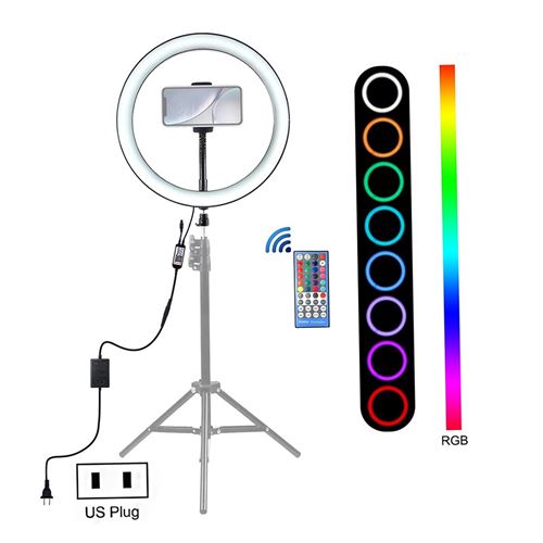 Light Ring 9 Pouces Avec Téléphone Support Berceau Tête 8 Light Modes Rgb Led Vidéo MK4281