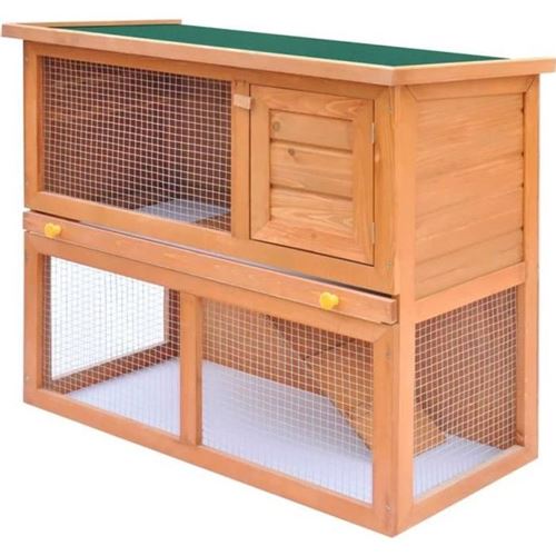 Vidaxl - Clapier d'ext&eacute;rieur Enclos pour petits animaux 1 porte Bois Laiton