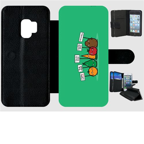 Etui My-Kase pour Galaxy S9 - funny vegan c est le mal - Simili-cuir Noir