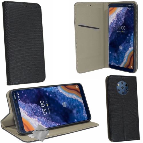 Housse portefeuille avec coque intérieure en silicone pour Nokia 9 Pureview - verre trempe inclus - NOIR MAGNET