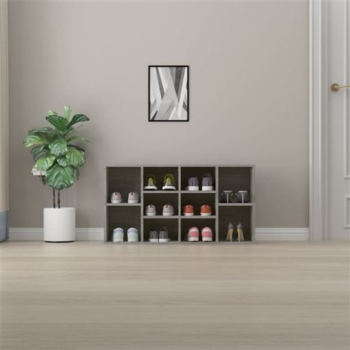 Vidaxl Gris Banc À Chaussures Sonoma 103X30x55 Cm Bois D'ingénierie - Image 3