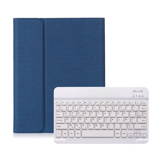 Étui HSMY en Tissu avec Clavier Français AZERTY Bluetooth pour iPad Pro 10.5 / Air3 2019 - Bleu&Blanc