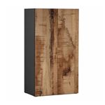Rangement 2 portes noir graphite et aspect bois antique - SYNERGIE - ALTOBUY
