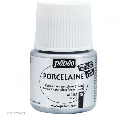 Pebeo 150 Porcelaine flacons de peinture sur porcelaine Argent&eacute; 45 ml