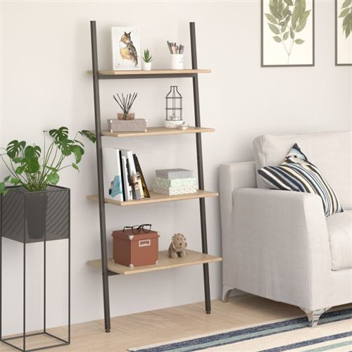 vidaXL Étagère inclinée à 4 niveaux Marron clair et noir 64x34x150,5cm336373