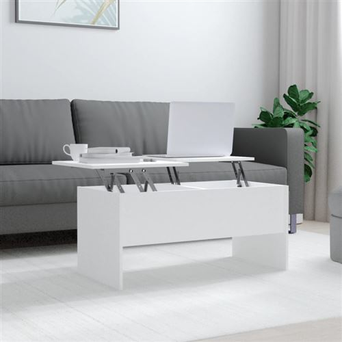 VIDAXL - Table basse - Plateau réglable - Blanc - 102x50,5x46,5 cm - Image 3