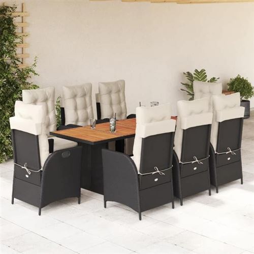 VidaXL - Garten essgruppe poly-rattan, One Size, Schwarz