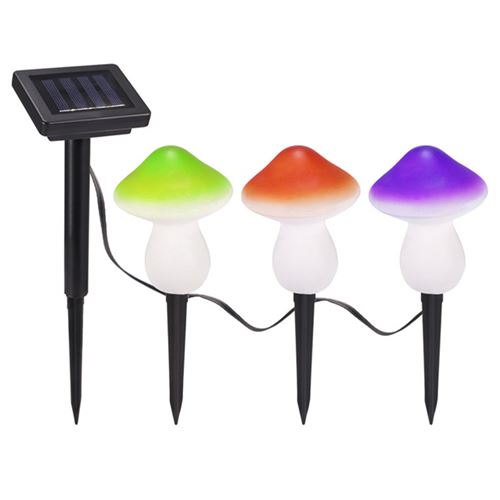 3 Pcs Lampes Solaires extérieur champignons FONGWAN Luminaires de jardin à LED-Vert orange rouge