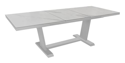 PROLOISIRS Table de jardin extensible Amber en aluminium/kedra - 180/240 x 100 cm - blanc/calacatta