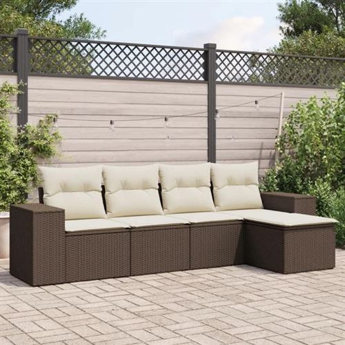 VIDAXL - Salon de Jardin - 5 Pièces - Marron - Image 2