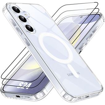 Coque + 2 Verres Trempés pour Samsung Galaxy S24 - Protection Transparente avec Cercle Magnétique - BOOLING - 1