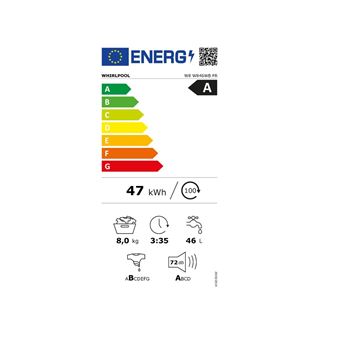 MAL Posable, Front, SUPREME SILENCE, Blanc, 8 KG, 1400 trs, Système AUTODOSE, Energie Classe A, Ecran LCD, 55 L, 72dB, Niveau sonore classe A, Moteur ZEN, WaterSave, 6ème Sens, Fresh Care, 3 technologies Vapeur, Eclairage intérieur, porte noire