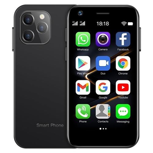 Mini Smartphone Petite Taille 3.0 Pouces Android 10 Dual SIM 4G Caméra 13MP 2000mAh Noir YONIS