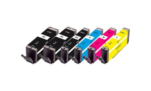 Peach PI100-328 cartouche d'encre 6 pièce(s) Compatible Rendement standard Noir, Bleu, Rose, Jaune
