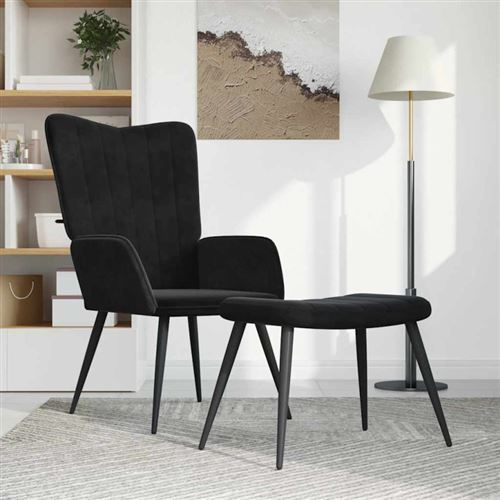 vidaXL Relaxstoel met voetenbank velours noir
