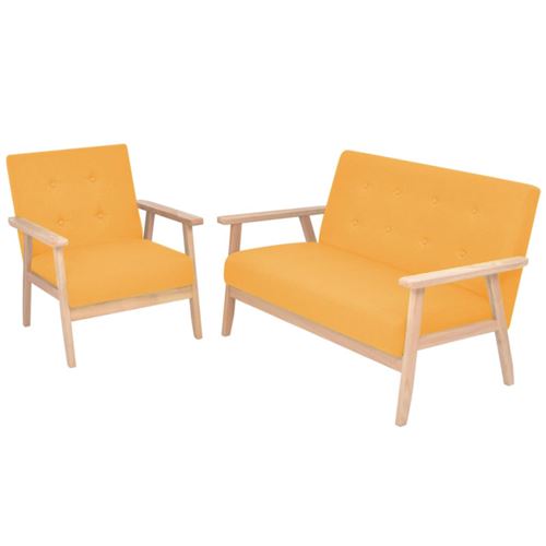 Ensemble de canap&eacute; 2 pcs Tissu jaune Vidaxl Yellow