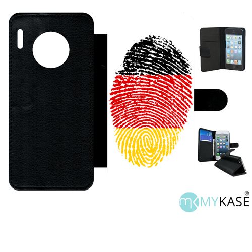 Etui My-Kase pour Mate 30 Pro - 62 empreinte digitale drapeau allemagne germany - Simili-cuir Noir