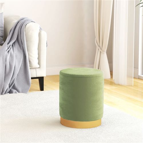 Vidaxl Vert Tabouret De Rangement Rond Moutarde Velours340292 - Image 3