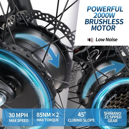 Vélo électrique KETELES K800 2000W - VTT 26 Pouces, Batterie 23Ah, Neuf