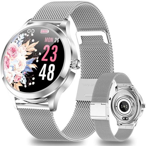 Montre Connect&eacute;e LW07 Fitness Tracker IP68 Etanche-Argent-Chronus