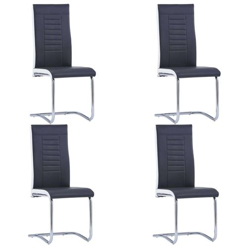 vidaXL Chaises de salle à manger cantilever 4 pcs Noir Similicuir