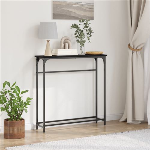 Table console Noir Chêne 75x19,5x75 cm Bois d ingénierie