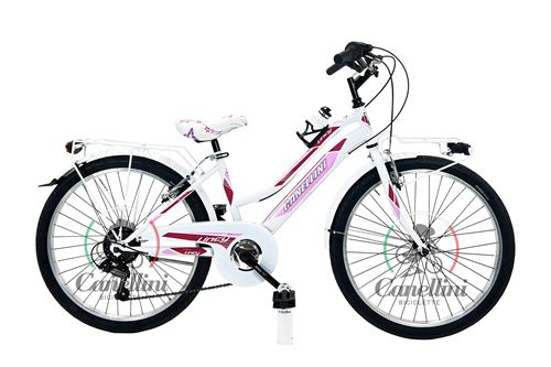 Vélo Fille Canellini VTT LINCY 24 6V Blanc/Rose