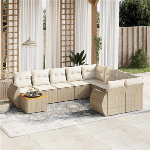 Salon de jardin modulable resine tressee 10 pieces beige 62 x 62 x 69 cm 9 personnes