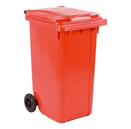 Conteneur à déchets 240 litres tri sélectif 2 roues couleur - Rouge