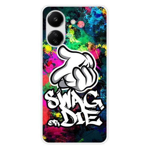 Coque en silicone imprimée compatible Xiaomi Redmi 13C 4G Swag or die