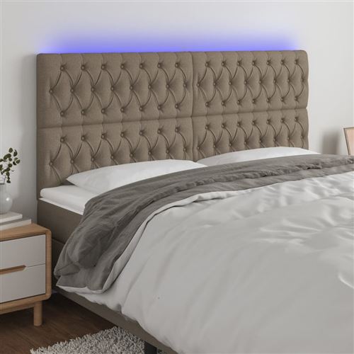 vidaXL Tête de lit à LED Taupe 180x7x118/128 cm Tissu