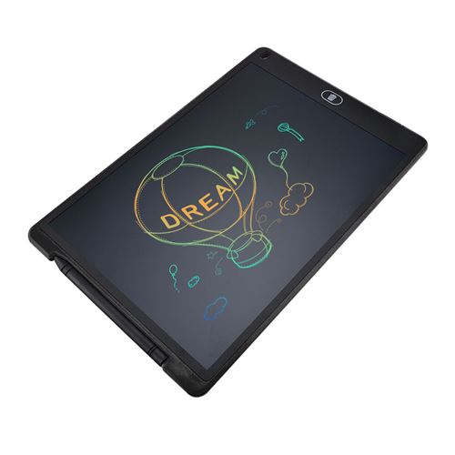 Tablette d'écriture LCD 12 pouces Tablette à dessin numérique électronique Effaçable Écran couleur-Noir