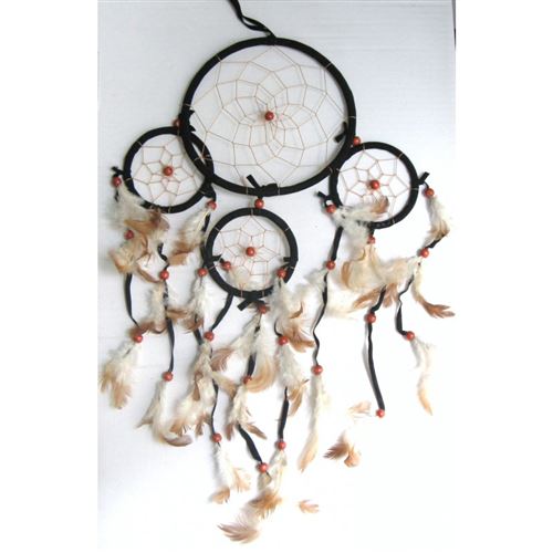 IMPEXIT - Capteur de rêves 4 cercles 16 cm de diamètre (noir)