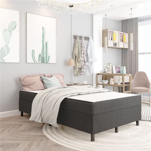 Vidaxl sommier tapissier gris fonc&eacute; tissu 120x200 cm 3054723