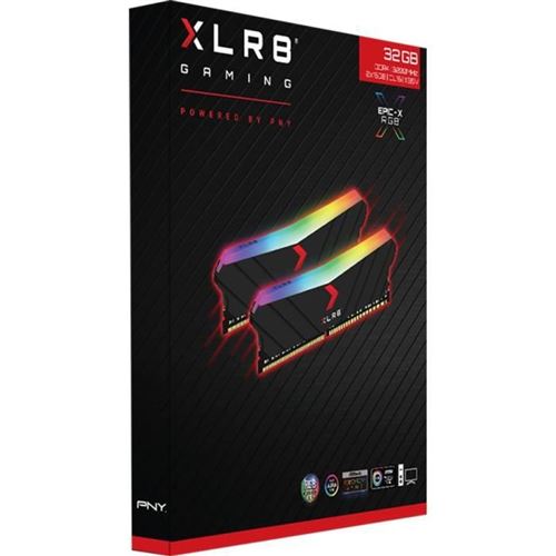 PNY - XLR8 - 2 x 16 Go - DDR4 3200 MHz - Noir/Rouge - RAM PC - Rue